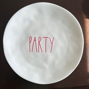 Rae Dunn White Plate with Red 'Party' Text